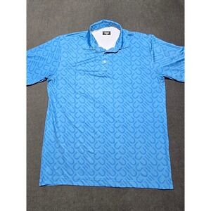 Waggle Dude Wipes Golf Polo Shirt Mens XL Blue Pattern Short‎ Sleeve Sport Divot